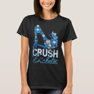 Blue Ribbon Pearl Crush November Diabetes Awarenes T-Shirt