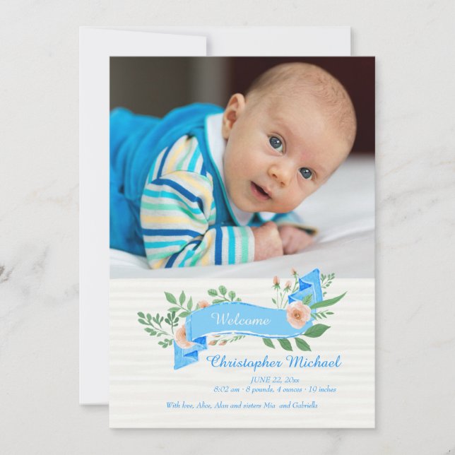 Blue Ribbon Photo Announcement (Front)