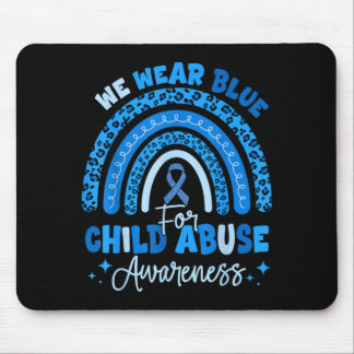 Blue Ribbon Rainbow Wear Blue For Child Awareness Mouse Pad