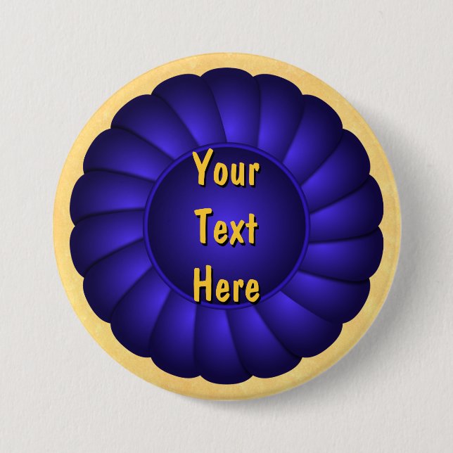 Blue Ribbon Rosette to Personalise 7.5 Cm Round Badge (Front)