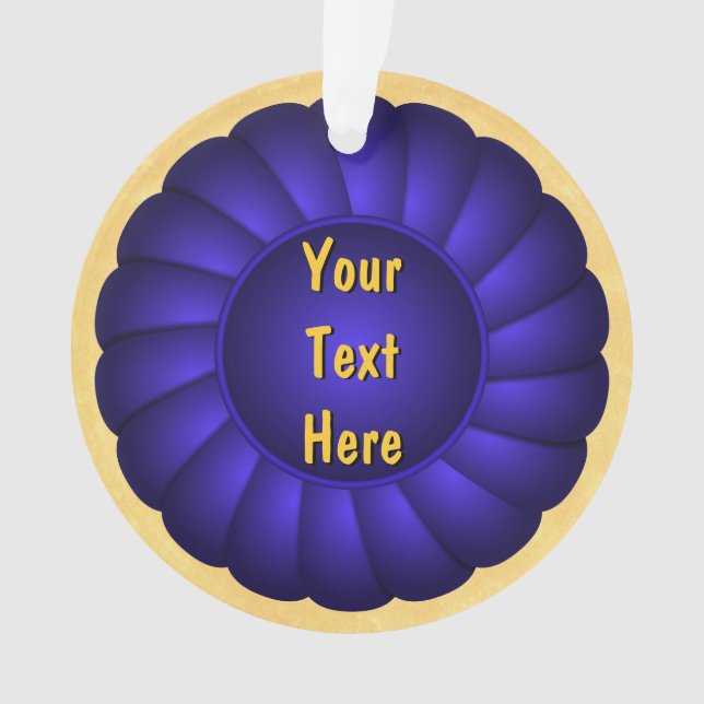 Blue Ribbon Rosette to Personalise Ornament (Front)