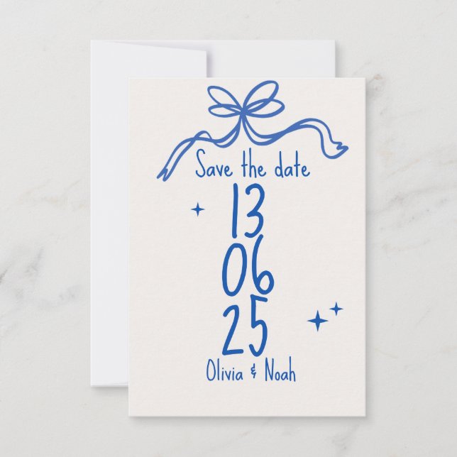 Blue Ribbon Save the Date Card (Front)