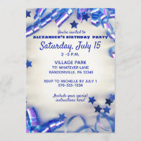 Blue Ribbon & Stars Confetti 15th Birthday Party