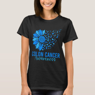 Blue ribbon sunflower colon cancer awareness T-Shirt