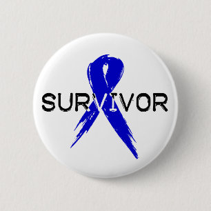 Blue Ribbon -Survivor 6 Cm Round Badge