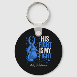 Blue Ribbon Survivor Fighter Als Awareness Long Sl Key Ring