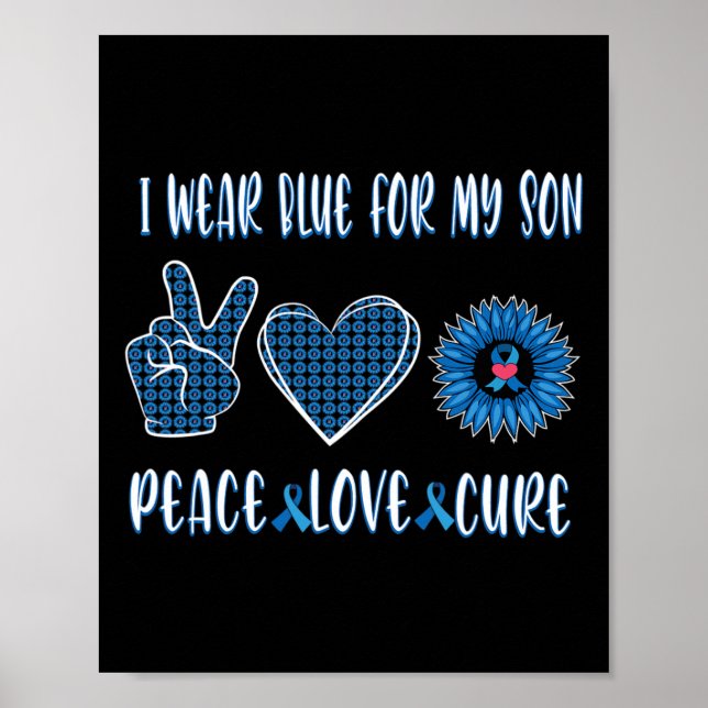 Blue Ribbon To My Son November Diabetes Awareness  Poster (Front)