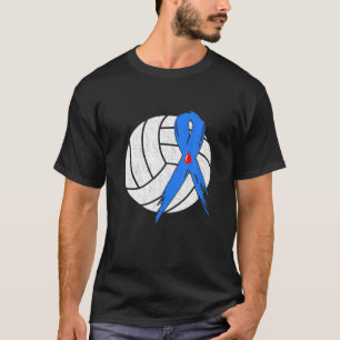 Blue Ribbon Volleyball Diabetes Awareness Warrior T-Shirt