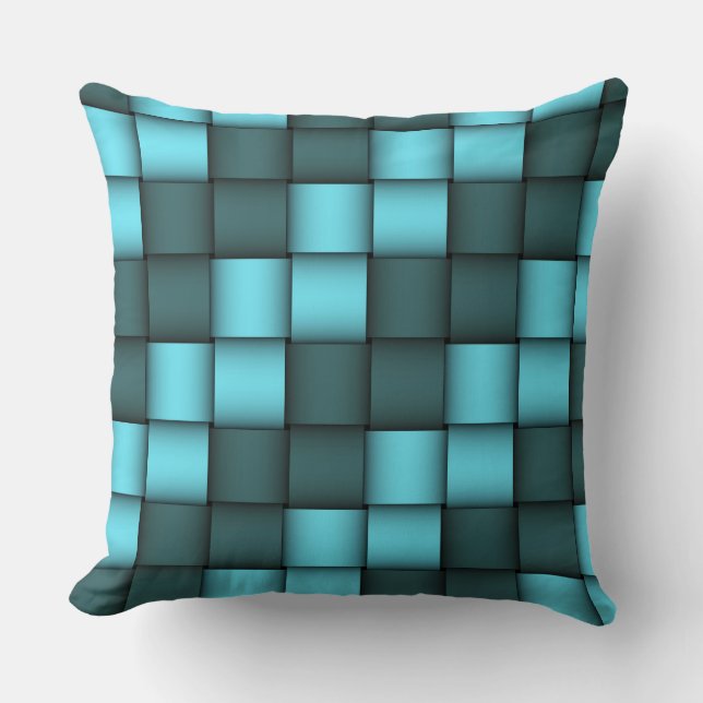 Blue Ribbon Weave Pattern Throw Pillow.  Cushion (Front)
