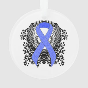 Blue Ribbon with Wings Ornament