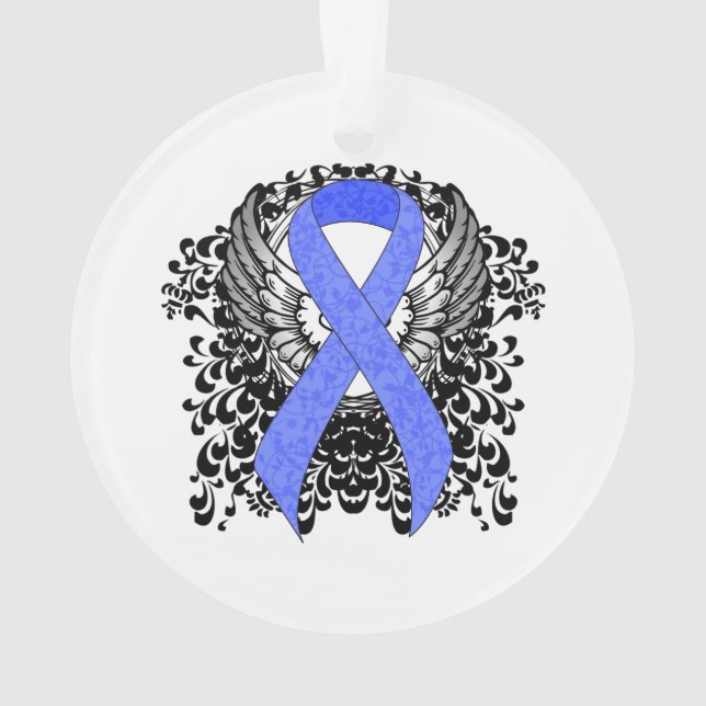 Blue Ribbon with Wings Ornament (Back)