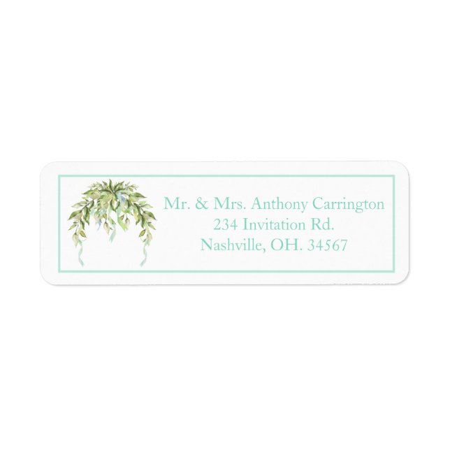 Blue Ribbons Floral Elegant Return Address Label (Front)
