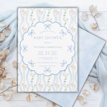 Blue Ribbons Lamb Vintage Baby Shower 