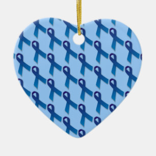 Blue Ribbons Pattern Ceramic Ornament