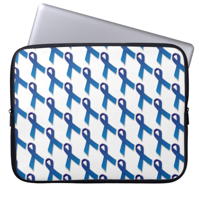 Blue Ribbons Pattern Laptop Sleeve (Front)