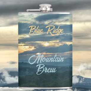 Blue Ridge Mountains Brew Sunset Photographic Hip Flask