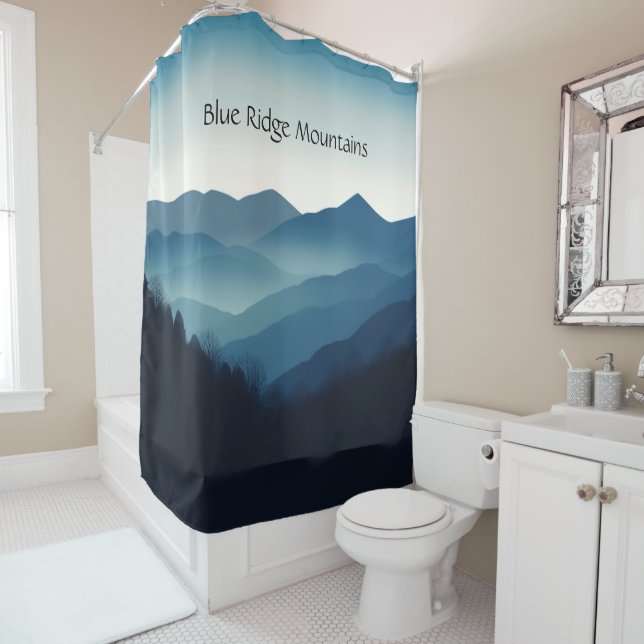 Blue Ridge Mountains, customisable Shower Curtain (In Situ)