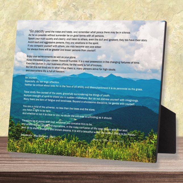 Blue Ridge Mountains Desiderata Plaque (Creator Uploaded)