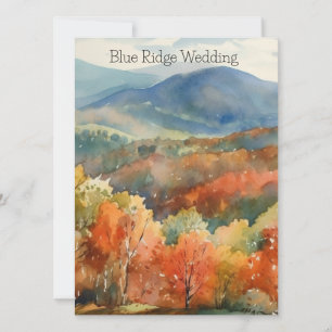Blue Ridge Mountains Fall Watercolor Wedding Invitation