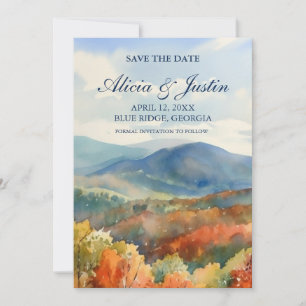Blue Ridge Mountains Fall Watercolor Wedding Thank You Card
