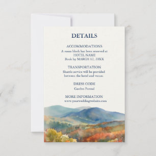 Blue Ridge Mountains Fall Watercolor Wedding  Thank You Card