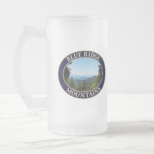 Blue Ridge Mountains of North Carolina Frosted Glass Beer Mug