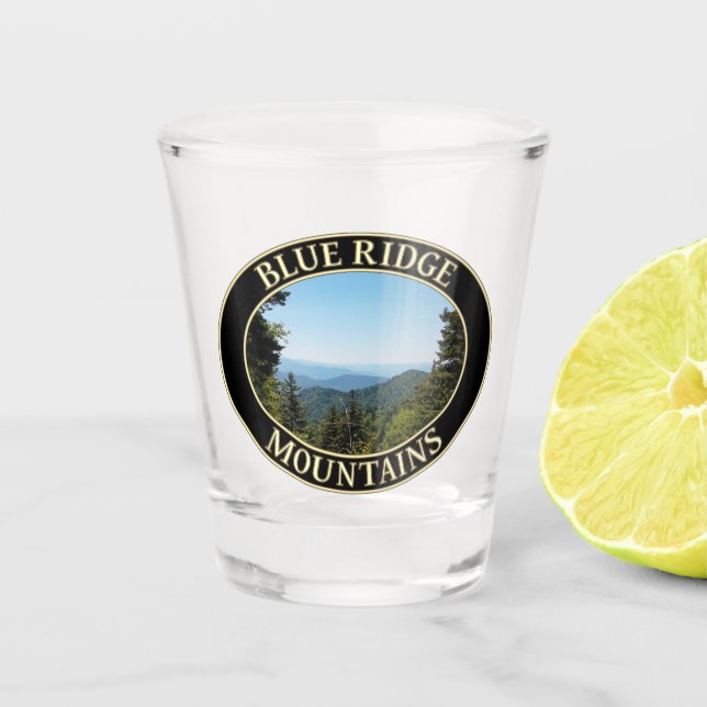 Blue Ridge Mountains of North Carolina Shot Glass (Front)