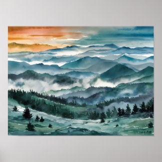 Blue Ridge Mountains Painting Blue Ridge Parkway W Poster