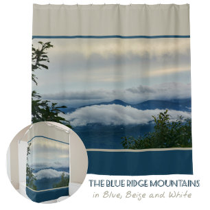 Blue Ridge Mountains Range Photographic Taupe Shower Curtain
