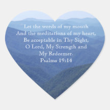 Blue Ridge Mountains Verse Heart Stickers