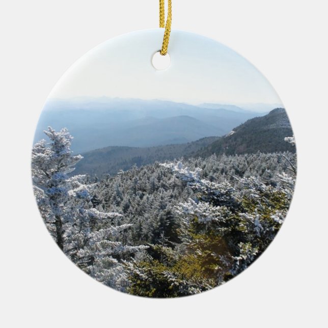 Blue Ridge Mountains Winter Ceramic Tree Decoration (Front)