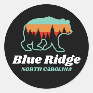 Blue Ridge North Carolina Bear Retro Vintage Classic Round Sticker