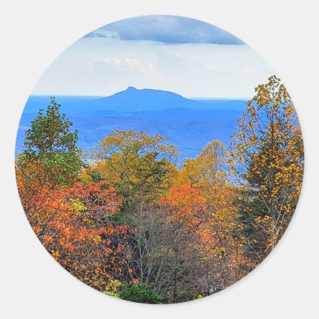 Blue Ridge Parkway Fall Overlook of Pilot Mountain Classic Round Sticker (Front)