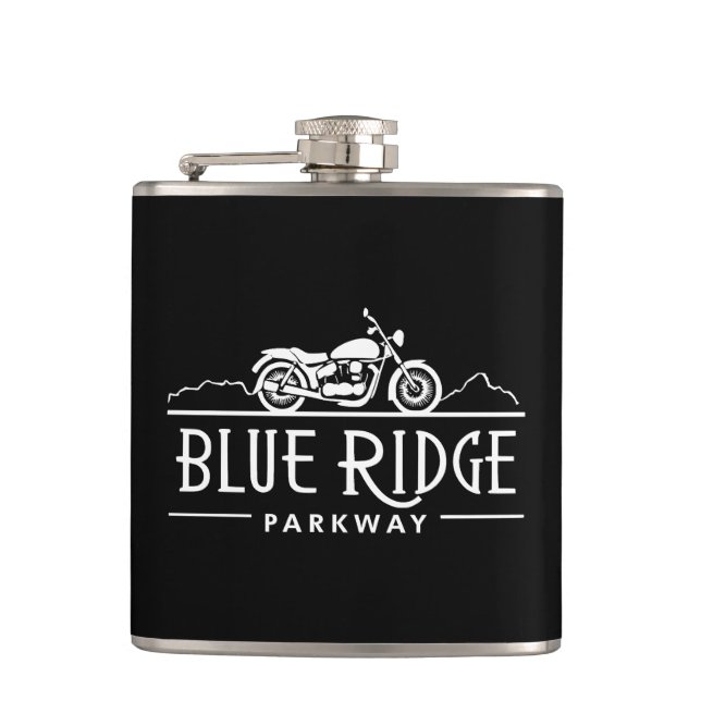 Blue Ridge Parkway Motorcycle Hip Flask (Front)