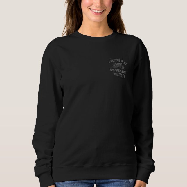 Blue Ridge Parkway Motorcycle Retro Distressed Des Sweatshirt (Front)