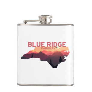 Blue Ridge Parkway North Carolina Map Hip Flask