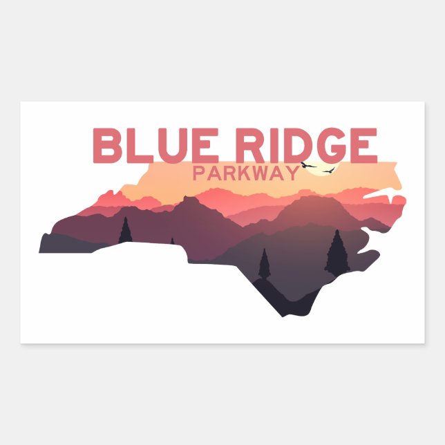 Blue Ridge Parkway North Carolina Map Rectangular Sticker (Front)