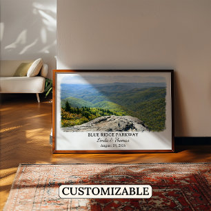 Blue Ridge Parkway North Carolina Poster, Watercol Poster