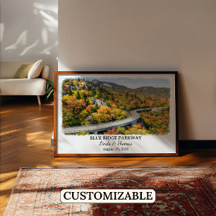 Blue Ridge Parkway North Carolina Poster, Watercol Poster