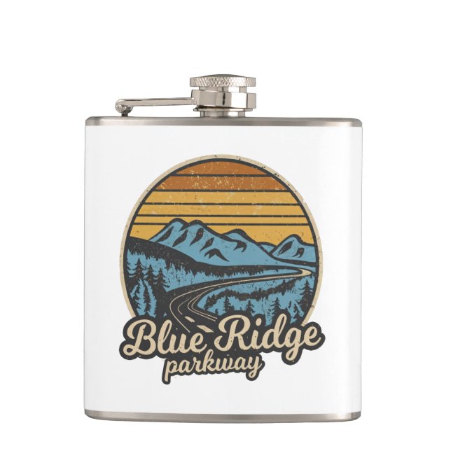 Blue Ridge Parkway Retro Hip Flask (Front)