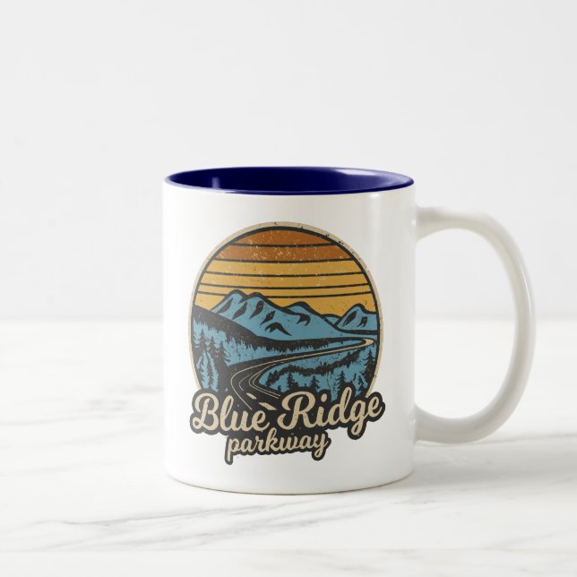 Blue Ridge Parkway Retro Two-Tone Coffee Mug (Right)
