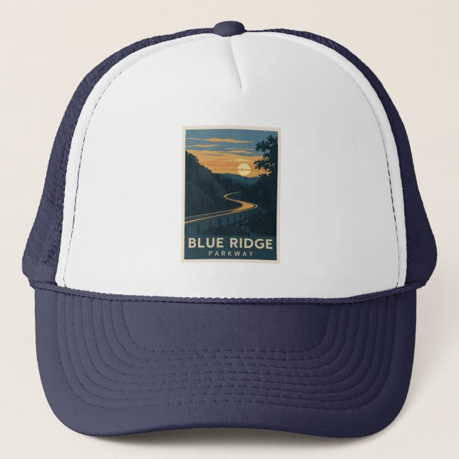 Blue Ridge Parkway Sunset Trucker Hat (Front)