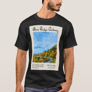 Blue Ridge Parkway Vintage Watercolour Travel  T-Shirt
