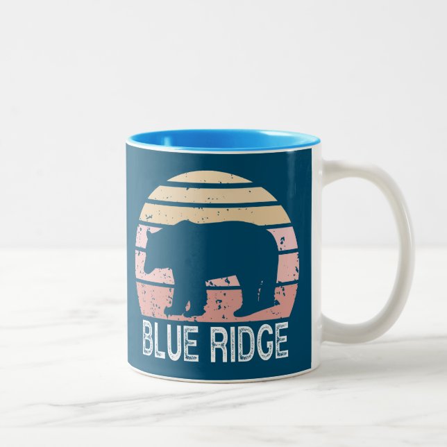 Blue Ridge Retro Bear Two-Tone Coffee Mug (Right)