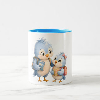 Blue Rim Mug Bird Brother Sister