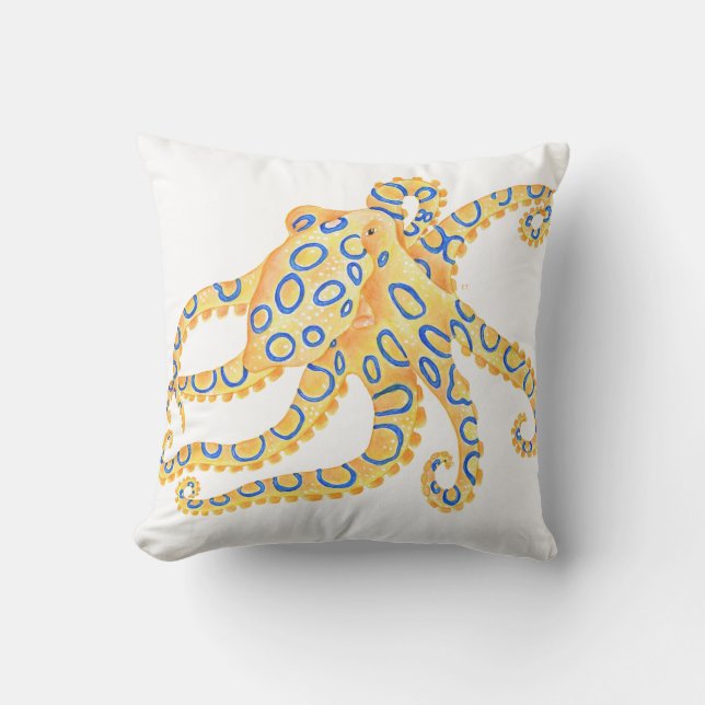 Blue Ring Octopus Cushion (Front)