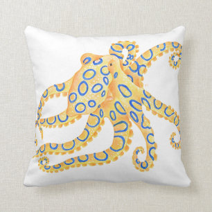 Blue Ring Octopus Cushion