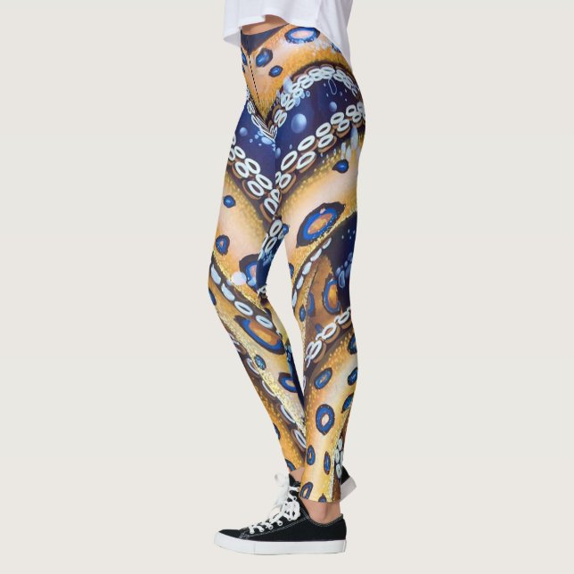 Blue Ring Yellow Octopus Leggings Yoga pants (Left)