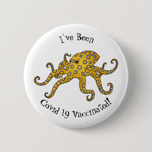 Blue-ringed octopus cartoon illustration 6 cm round badge