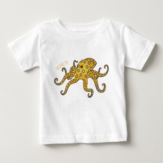 Blue-ringed octopus cartoon illustration baby T-Shirt (Front)